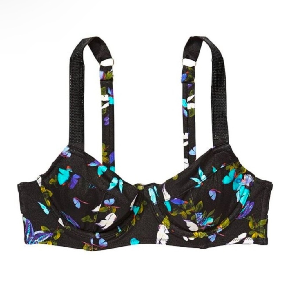 New! Victoria's Secret Electric Butterflies Shine Strap Bikini Top 4624